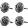 Clayre & Eef 65303 Kľučka na dvere Vintage Silver Ø 4x3/6 cm Sada 4 kusov