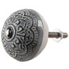 Clayre & Eef 65303 Kľučka na dvere Vintage Silver Ø 4x3/6 cm Sada 4 kusov