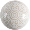 Clayre & Eef 65304 Kľučka na dvere keramická bielo-zlatý vzor Ø4x3 cm