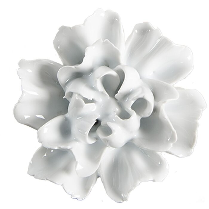 Clayre & Eef 65305 Kľučka na dvere v tvare kvetu keramická biela Ø 6x3/6 cm