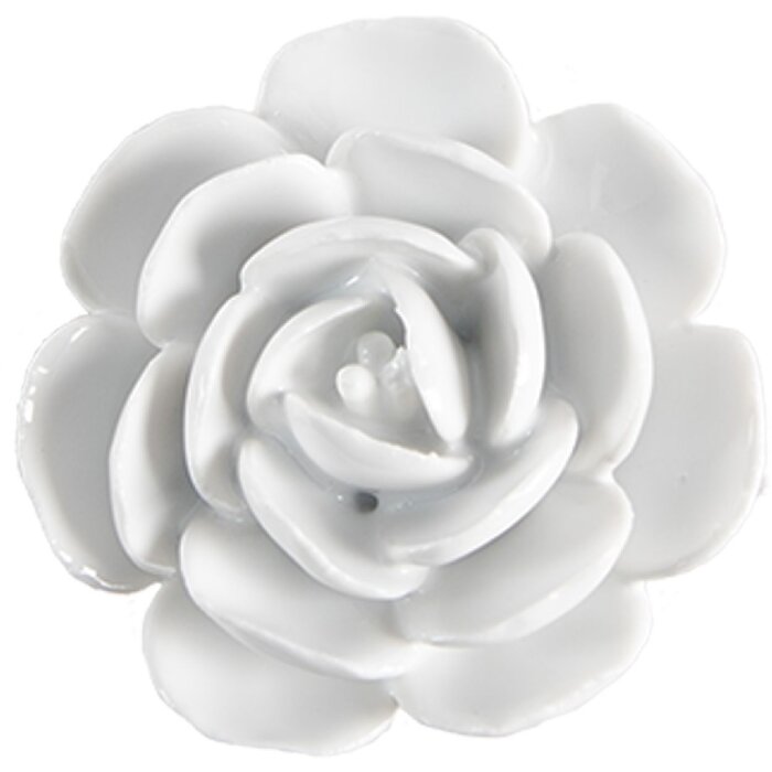 Clayre & Eef 65306 Kľučka na dvere keramická biela v tvare kvetu Ø 6x3 cm