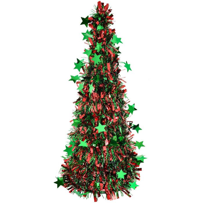 Clayre & Eef 65539L Dekorácia vianočný stromček zeleno-červená 18x46 cm