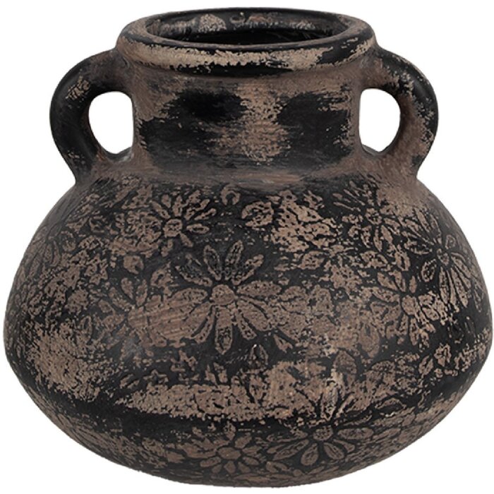 Clayre & Eef 6CE1711 Dekorácia Kvetináč sivý Ø 15x13 cm