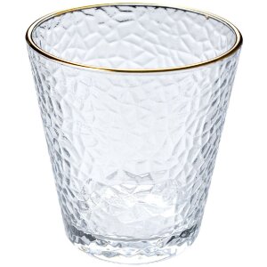 Clayre & Eef 6GL4877 Pohár na pitie so zlatým okrajom 300 ml Ø 9x9 cm