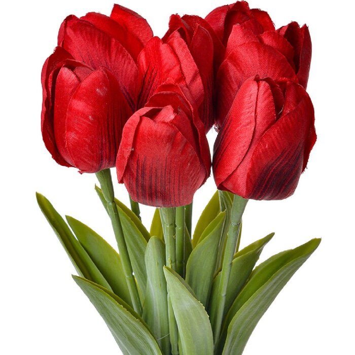 Clayre & Eef 6PL0276 Umelý kvet Tulipány 10x10x32 cm Červená