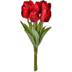 Clayre & Eef 6PL0276 Umelý kvet Tulipány 10x10x32 cm Červená