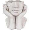 Clayre & Eef 6TE0498L Kvetináč Face 20x17x22 cm sivý