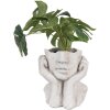 Clayre & Eef 6TE0498L Kvetináč Face 20x17x22 cm sivý