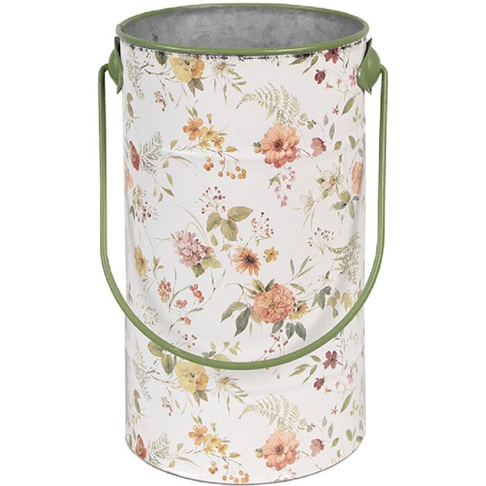 Clayre & Eef 6Y5511L Dekoratívne vedro s kvetinovým vzorom Ø 19x27 cm
