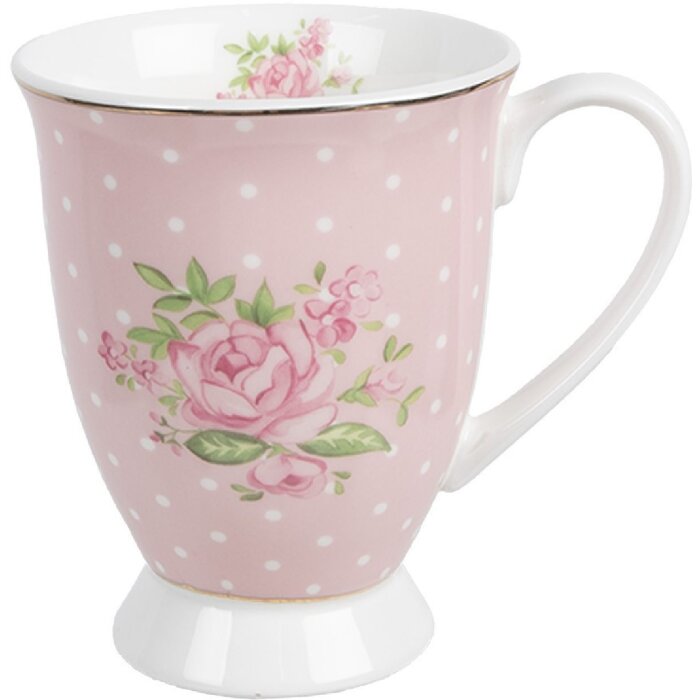 Clayre & Eef SWRMU-2 Hrnček porcelánový ružovo-fialový 12x8x10cm 300ml