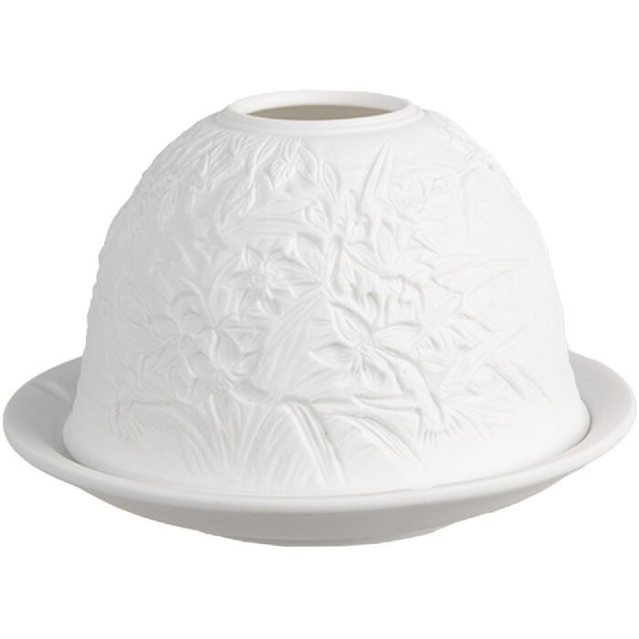 Clayre & Eef 6CE1825 Držiak na čajovú sviečku porcelánový Ø12x8cm biely