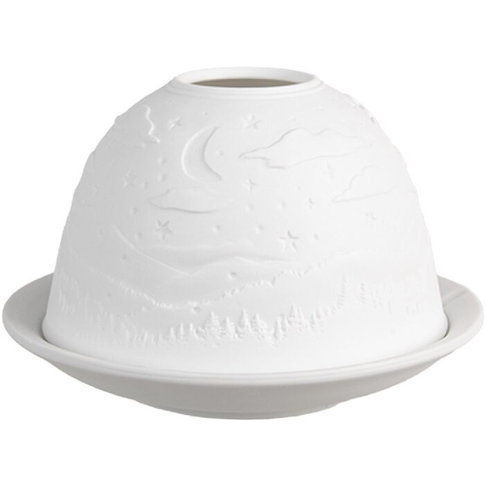 Clayre & Eef 6CE1815 Stojan na čajové sviečky biely Ø 12x8 cm porcelánový vidiecky štýl