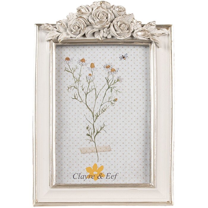 Clayre & Eef 2F1142 Rám na obraz biely strieborný 14x2x22 cm / 10x15 cm