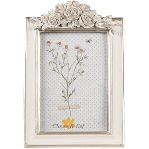 Clayre & Eef 2F1142 Rám na obraz biely strieborný 14x2x22 cm / 10x15 cm