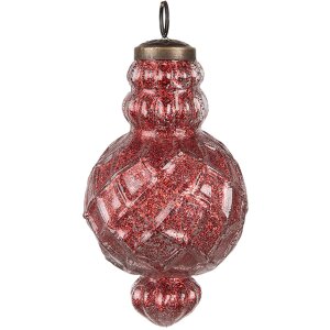 Clayre & Eef 6GL4512 Vianočné ozdoby sada 4 červené sklo 29x18x9cm Ø8x15cm
