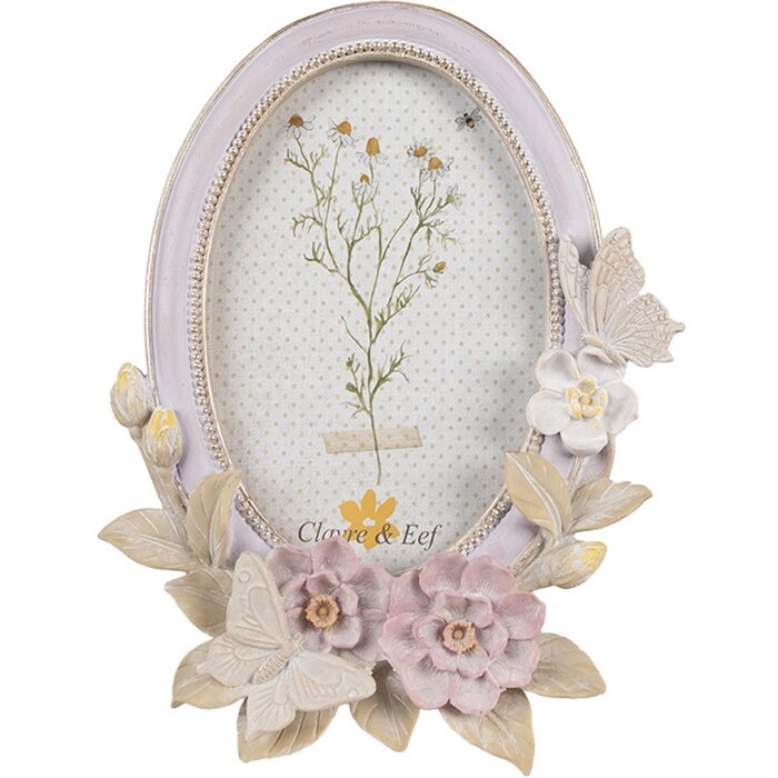 Clayre & Eef 2F1102 Fotorámik Oval Purple Beige 16x3x20 cm 10x15 cm
