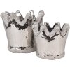 Clayre & Eef 6TE0540S Kvetináč strieborný Ø 12x10 cm vidiecky štýl