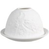 Clayre & Eef 6CE1809 Porcelánový držiak na čajovú sviečku Cat Ø 12x8 cm biely