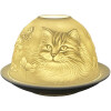 Clayre & Eef 6CE1809 Porcelánový držiak na čajovú sviečku Cat Ø 12x8 cm biely