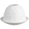 Clayre & Eef 6CE1812 Stojan na čajovú sviečku Ø 12x8 cm biely porcelán s dizajnom jeleňa
