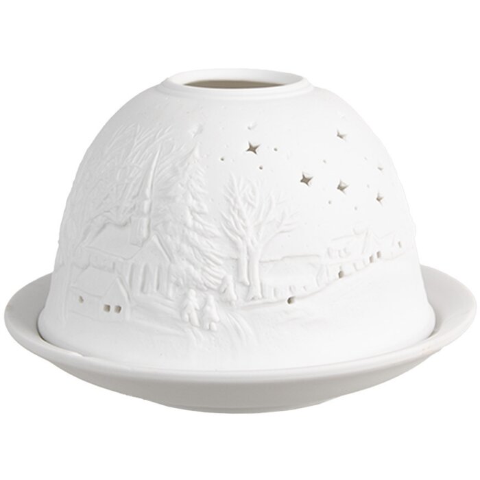 Clayre & Eef 6CE1814 Držiak na čajové sviečky Stars Ø 12x8 cm biely