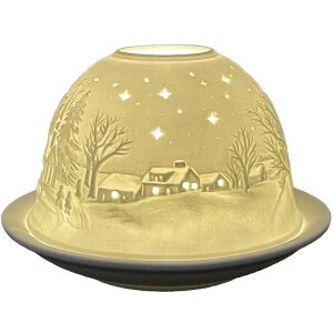 Clayre & Eef 6CE1814 Držiak na čajové sviečky Stars Ø 12x8 cm biely