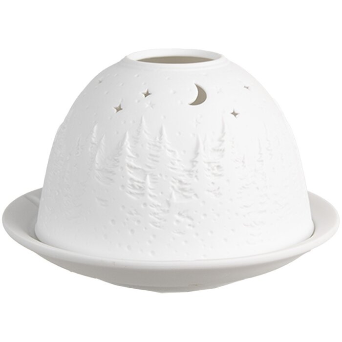 Clayre & Eef 6CE1817 Držiak na čajové sviečky Ø 12x8 cm Strom biely