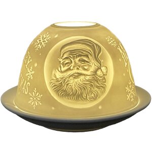 Clayre & Eef 6CE1822 Držiak na čajovú sviečku Merry Christmas Ø 12x8 cm biely