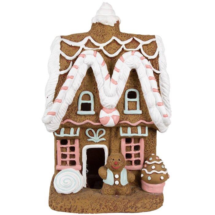 Clayre & Eef 6MG0054 Dekorácia perníková chalúpka s LED 22x18x39 cm
