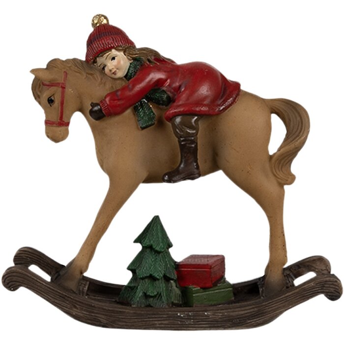 Clayre & Eef 6PR4181 Dekorácia Dieťa na hojdacom koni 11x4x10cm