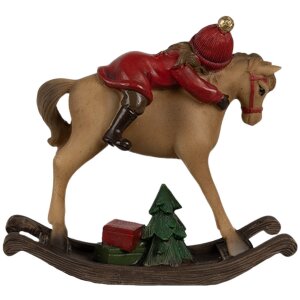 Clayre & Eef 6PR4181 Dekorácia Dieťa na hojdacom koni 11x4x10cm
