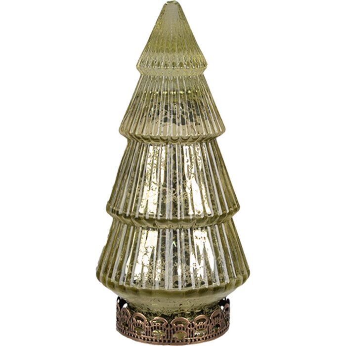 Clayre & Eef 6GL4569GR Vianočný stromček s LED diódami zelený Ø 7x16 cm