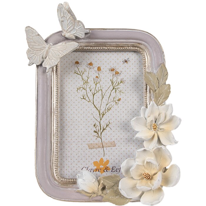 Clayre & Eef 2F1117 Rám na obraz fialový strieborný 17x3x23 cm 10x15 cm