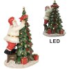 Clayre & Eef 6PR4179 Otec Vianoc s vianočným stromčekom LED 15x10x22 cm