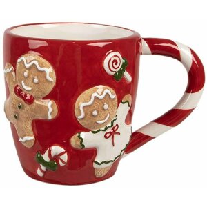 Clayre & Eef 6CEMU0158 Hrnček Gingerbread Red-White...