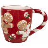 Clayre & Eef 6CEMU0158 Hrnček Gingerbread Red-White 325ml 14x9x10cm