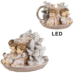 Clayre & Eef 6PR4164 Svietnik anjel LED 14x13x10 cm