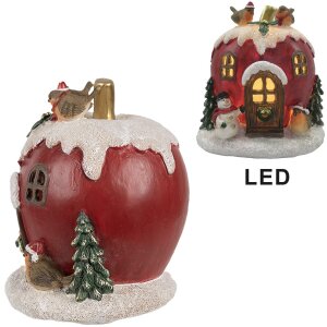 Clayre & Eef 6PR4175 Vianočná dekorácia domček s LED svetlom 12x11x13 cm
