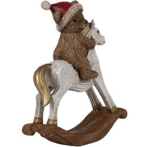 Clayre & Eef 6PR4169 Dekorácia Medveď na hojdacom koni 12x4x14 cm