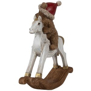 Clayre & Eef 6PR4169 Dekorácia Medveď na hojdacom koni 12x4x14 cm