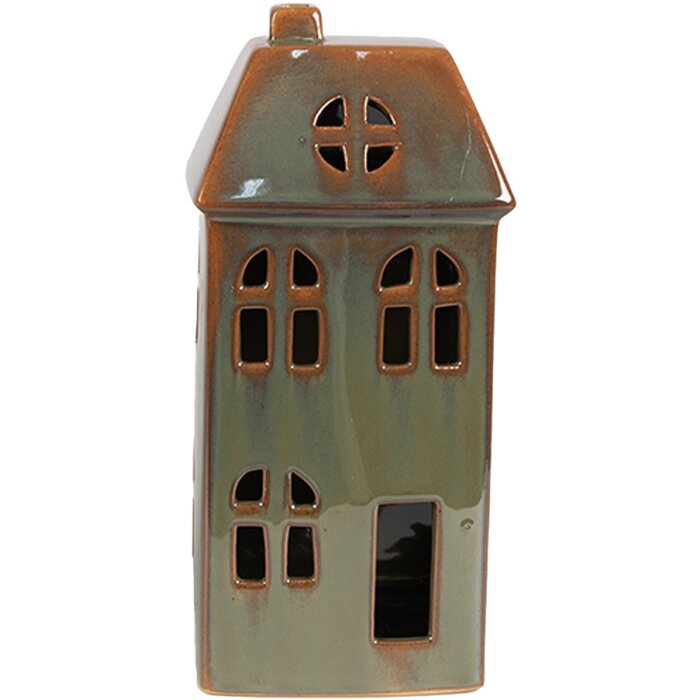 Clayre & Eef 6CE1797 Dekorácia Dom LED zelený porcelán 7x6x15 cm