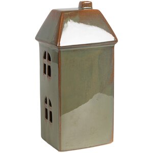Clayre & Eef 6CE1797 Dekorácia Dom LED zelený porcelán 7x6x15 cm