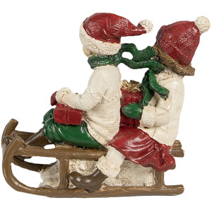 Clayre & Eef 6PR4182 Dekorácia deti na sánkach 12x6x11 cm