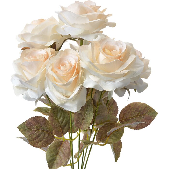 Clayre & Eef 6PL0308 Umelý kvet Rose White Green 16x16x47 cm