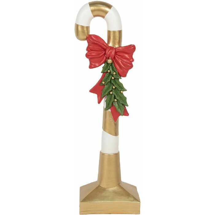 Clayre & Eef 5PR0141 Dekorácia Candy Cane Gold White 25x18x83 cm Polyresin