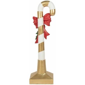 Clayre & Eef 5PR0141 Dekorácia Candy Cane Gold White 25x18x83 cm Polyresin