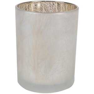 Clayre & Eef 6GL4666 Sada 3 držiakov na čajové sviečky biele zlato Ø 7/9/10 cm sklo