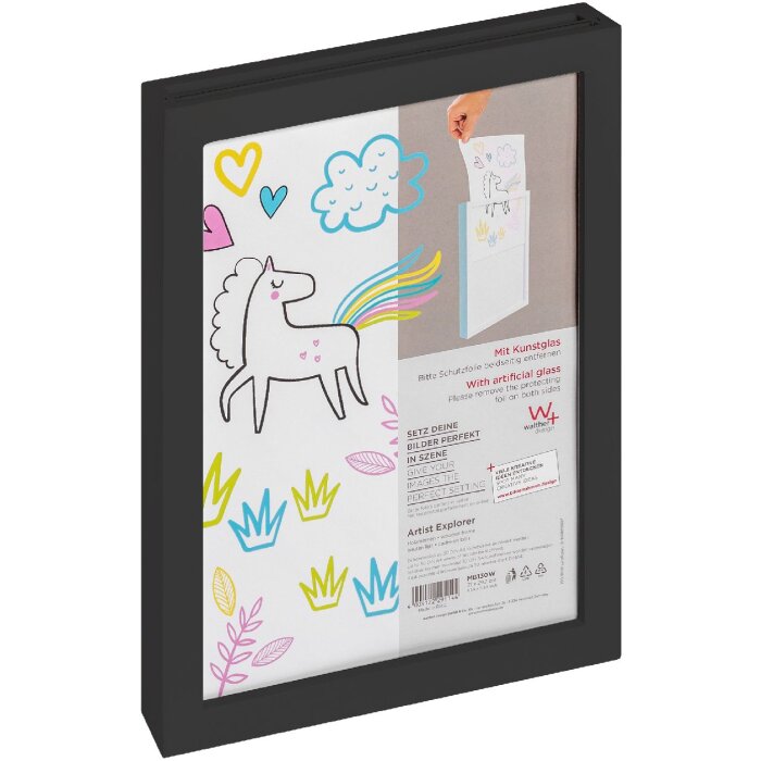 Drevený rám Walther Artist Explorer 21x29,7 cm čierny s umeleckým sklom MDF