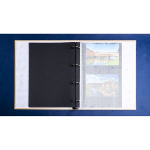 Exacompta 17602E Fotoalbum s krúžkovým mechanizmom 60 čiernych strán 32x26x4 cm béžová
