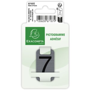 Exacompta 67187E Informačná tabuľka samolepiaca číslo 7 2,5x4,4 cm Sivá